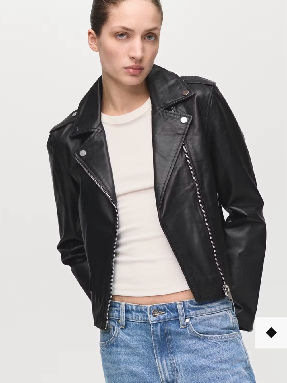 Mango Leather Biker Jacket Moto Women’s Classic Biker (real leather) size small